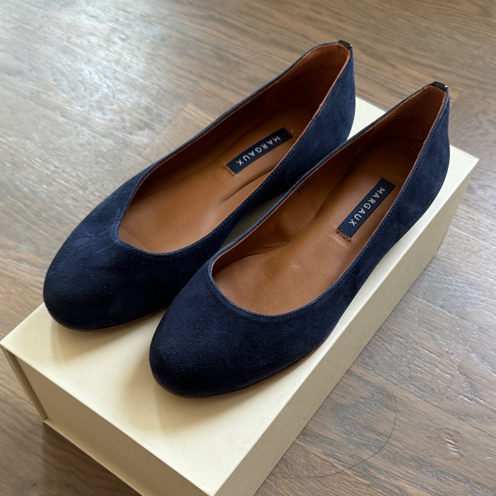 Margaux Navy Suede Flats